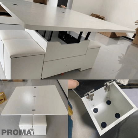 [Pre-order] โต๊ะกลางมัลติฟังก์ชันพับได้ 3in1 พร้อมเก้าอี้สตูล 4ตัว PROMA-CTB-11 สีขาว_5